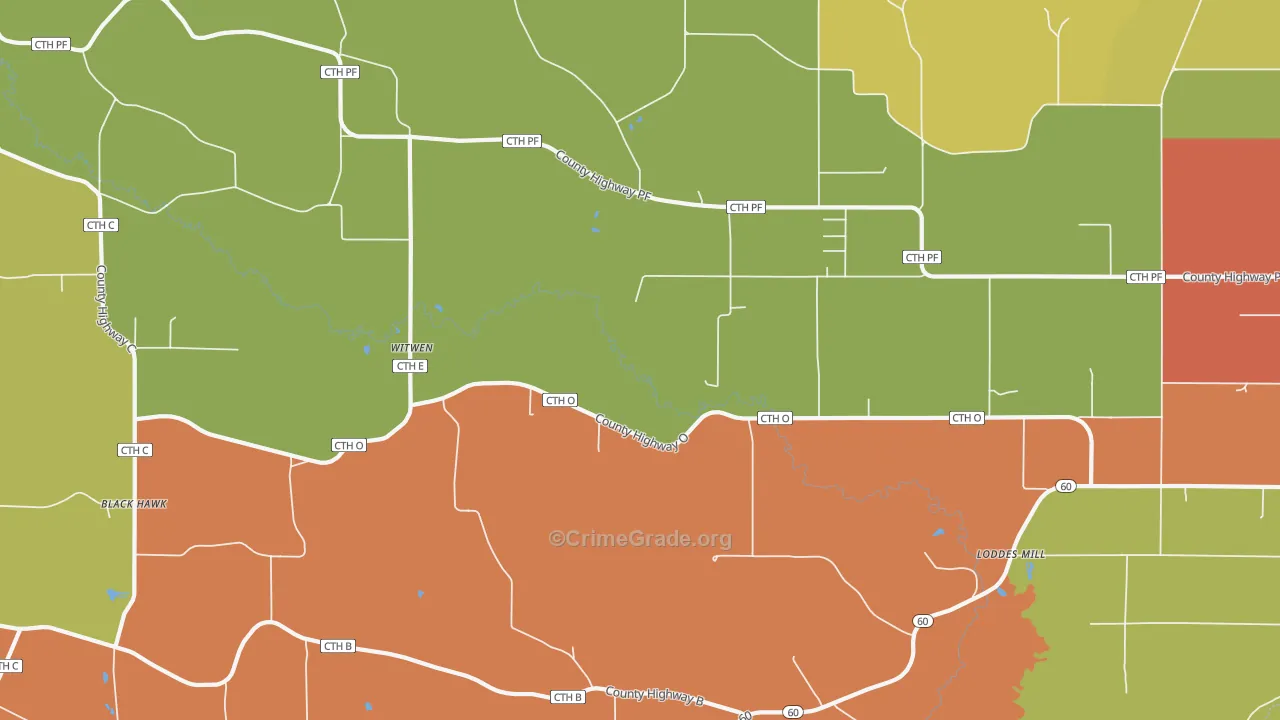Witwen, WI Map of Assault Rates