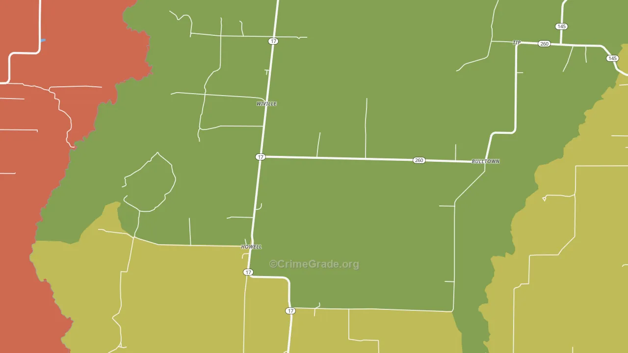 Wiville, AR Map of Assault Rates