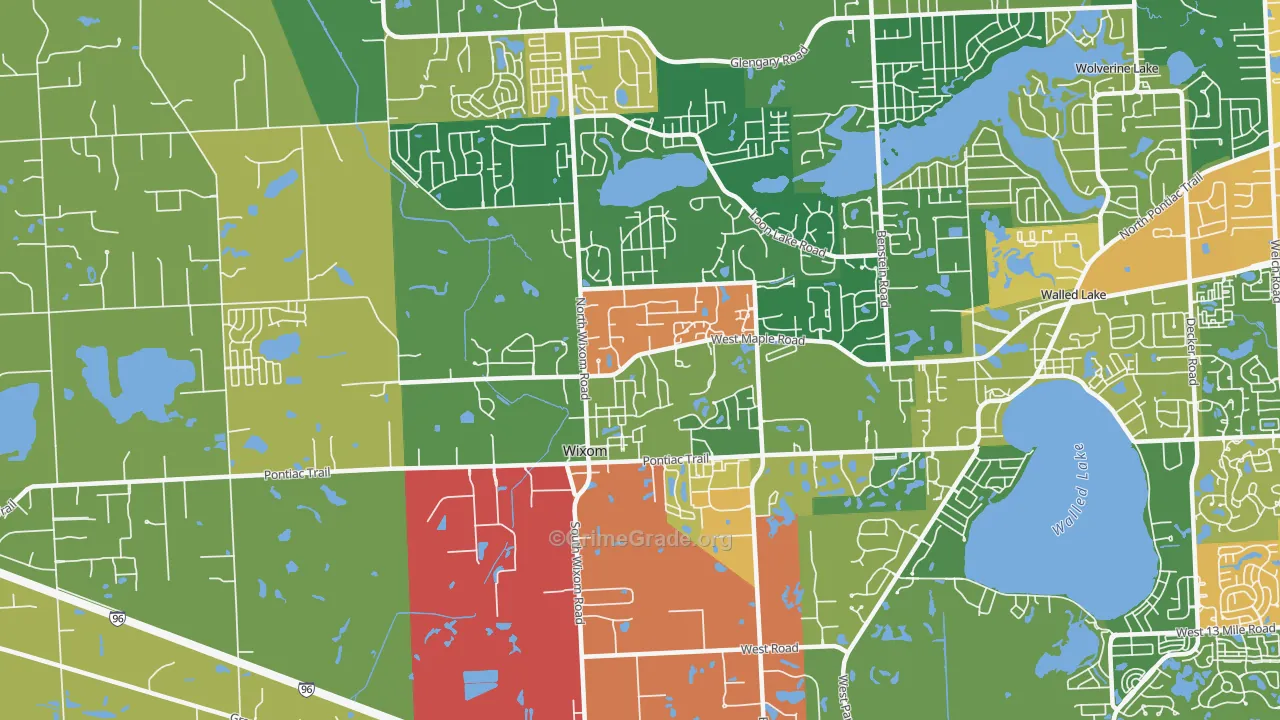 Wixom, MI Map of Assault Rates