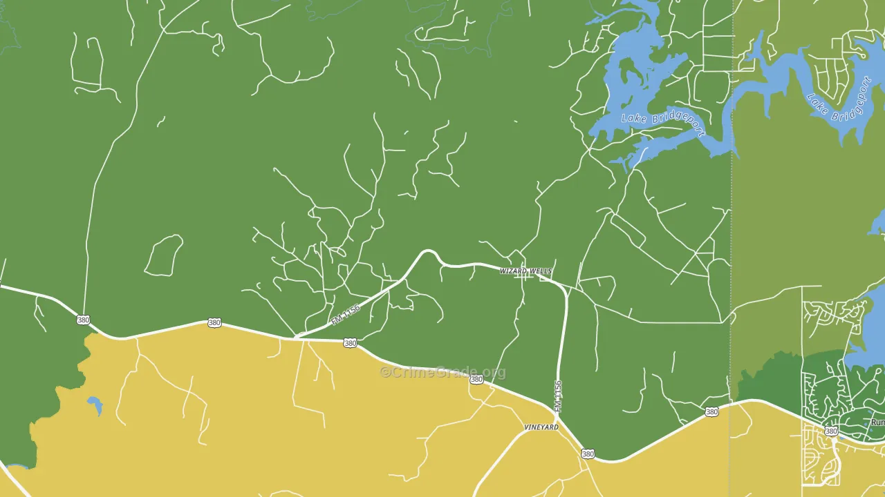 Wizard Wells, TX Map of Assault Rates