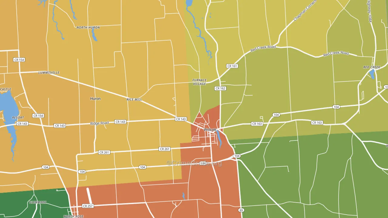 Wolcott, NY Map of Assault Rates