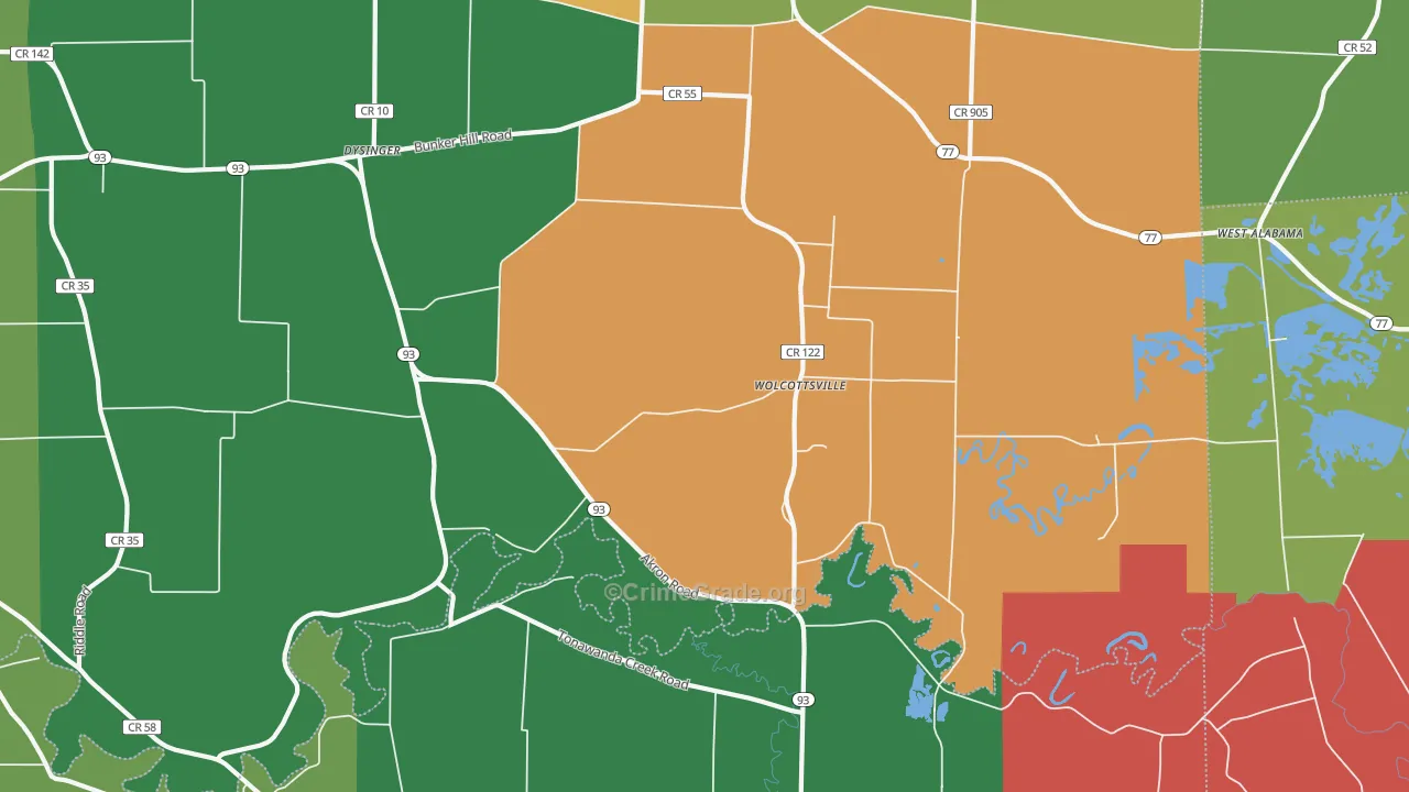 Wolcottsville, NY Map of Assault Rates
