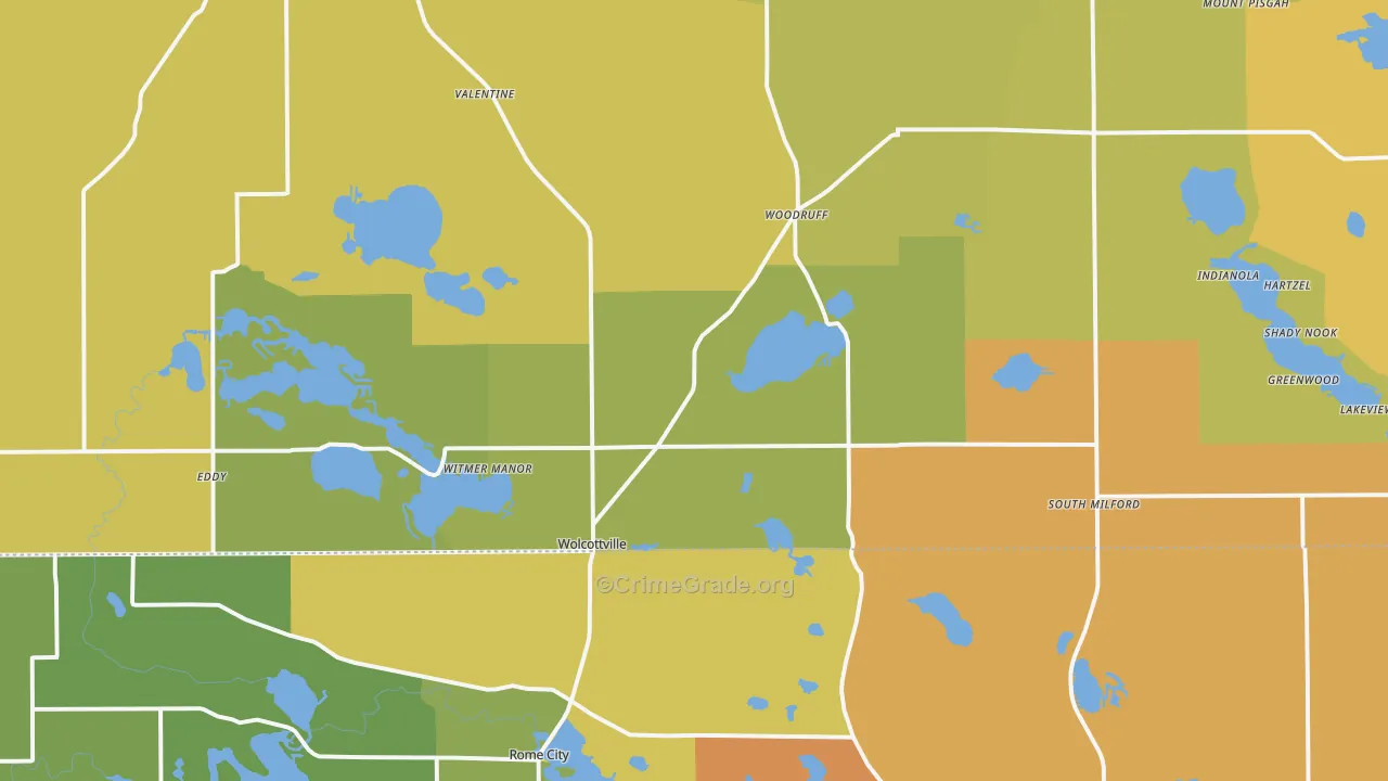 Wolcottville, IN Map of Assault Rates