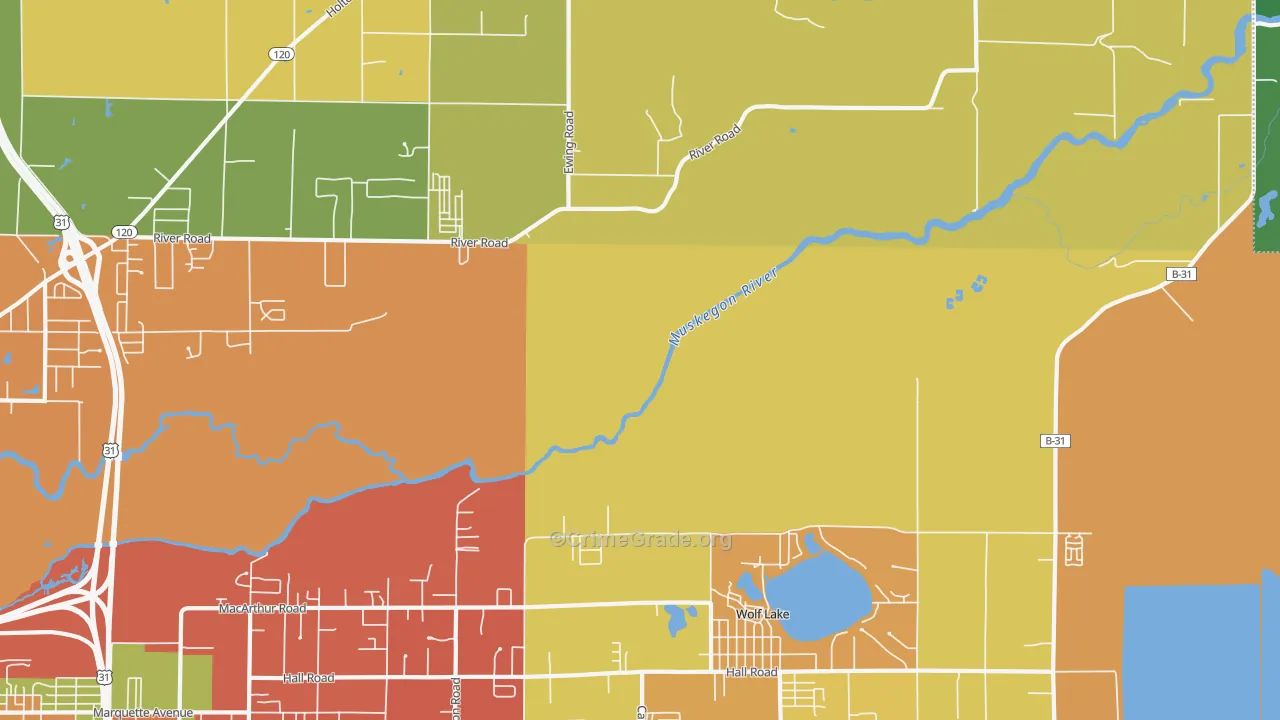 Wolf Lake, MI Map of Assault Rates