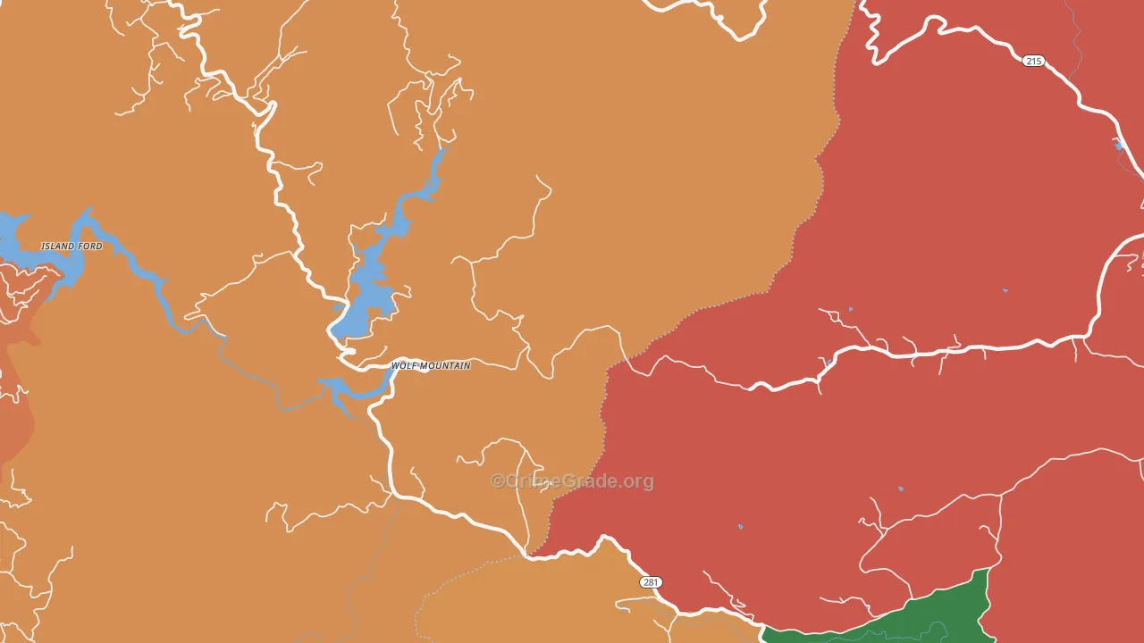 Wolf Mountain, NC Map of Assault Rates