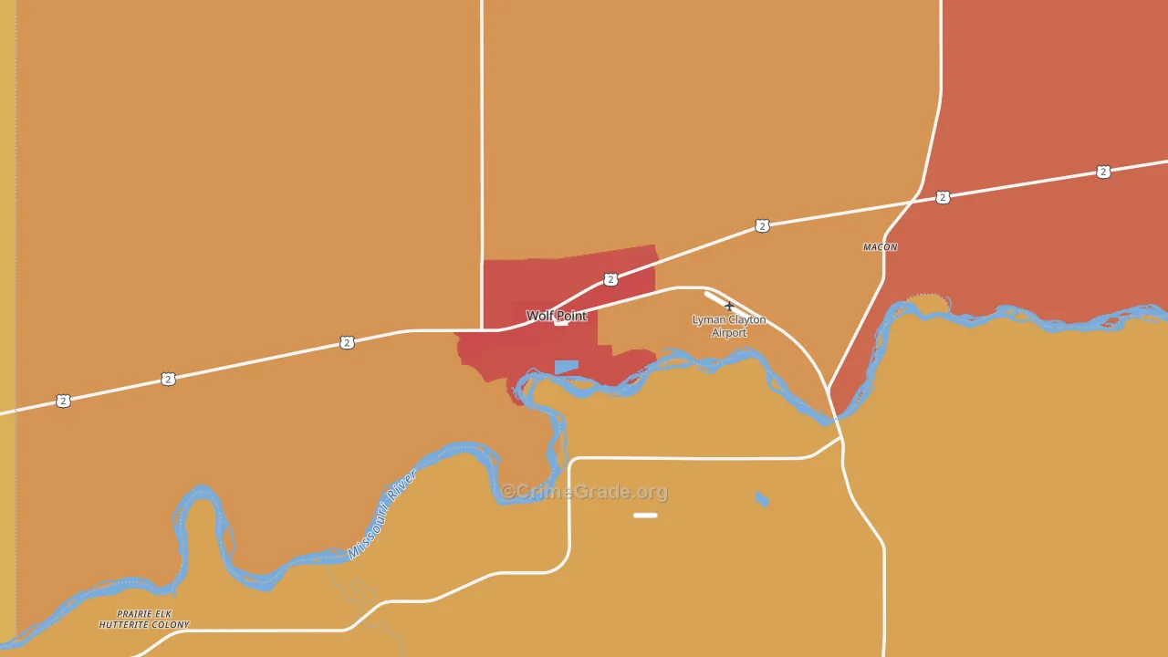 Wolf Point, MT Map of Assault Rates