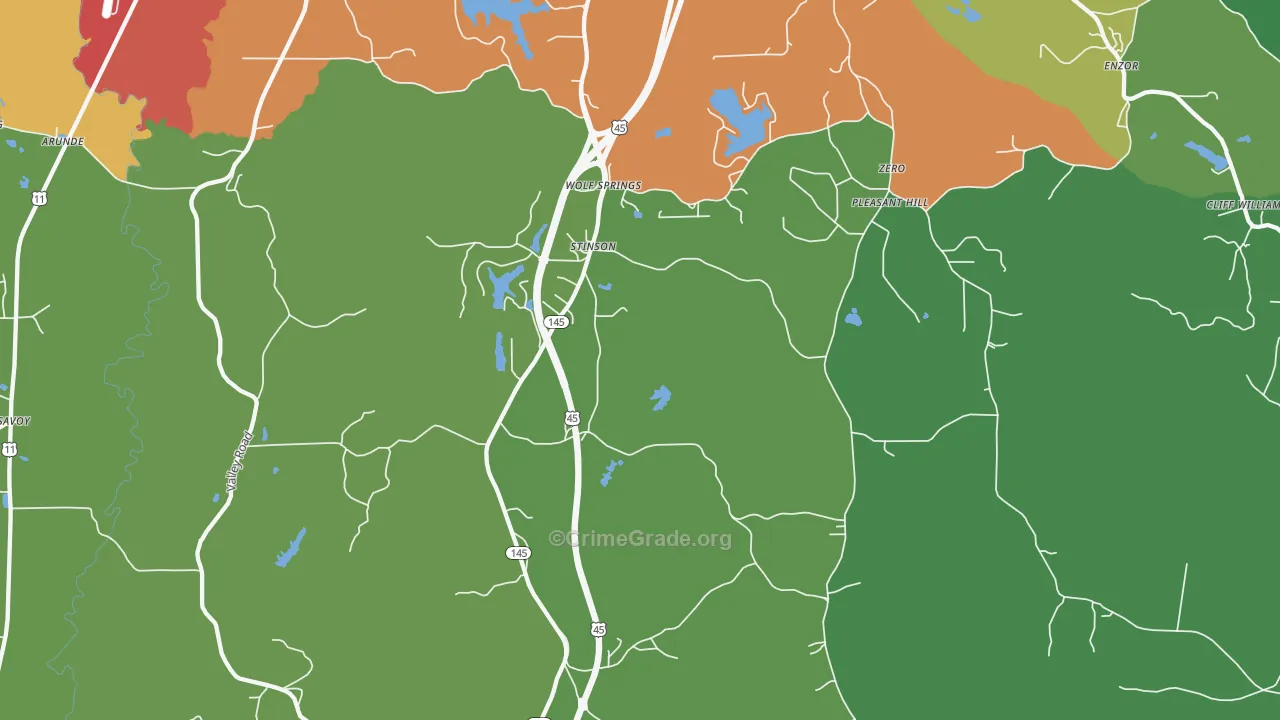 Wolf Springs, MS Map of Assault Rates