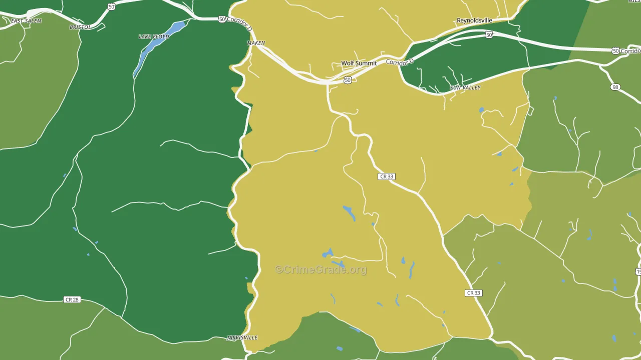 Wolf Summit, WV Map of Assault Rates
