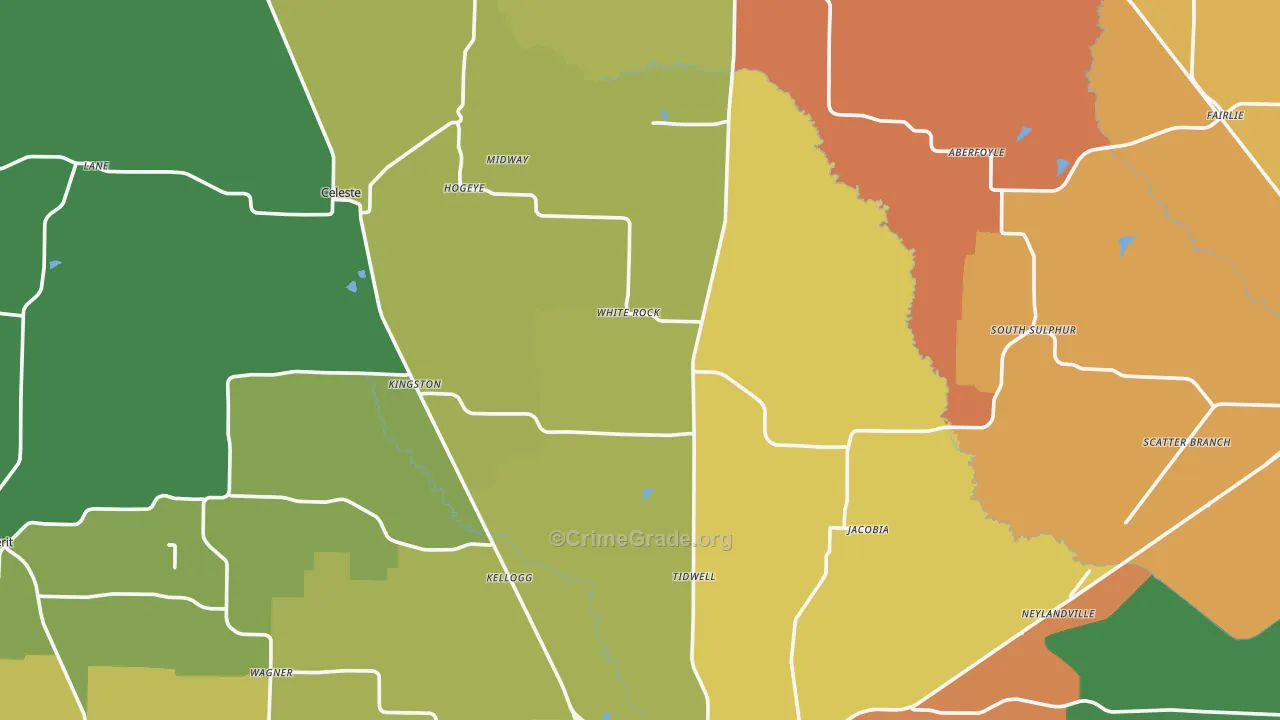 Wolfe City, TX Map of Assault Rates