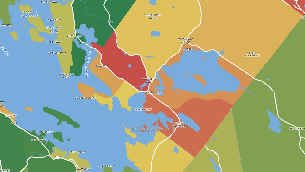 Wolfeboro Falls, NH Map of Assault Rates