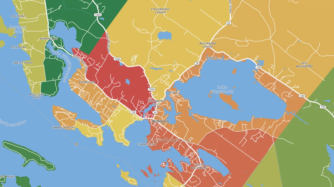 Wolfeboro, NH Map of Assault Rates