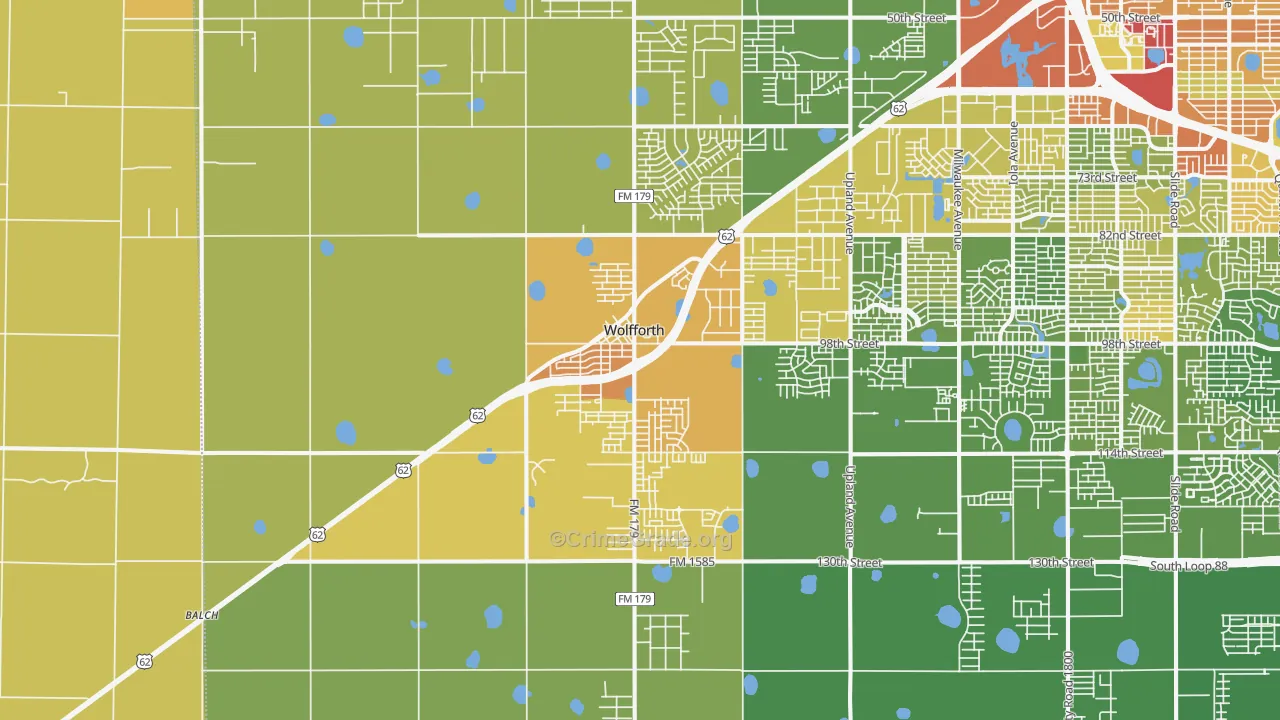 Wolfforth, TX Map of Assault Rates