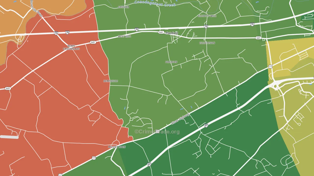 Wolfs Crossroads, PA Map of Assault Rates
