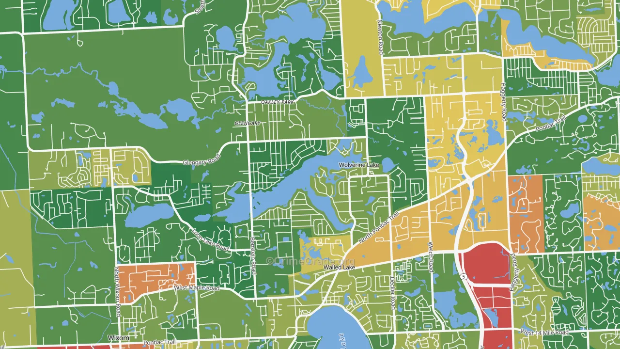 Wolverine Lake, MI Map of Assault Rates