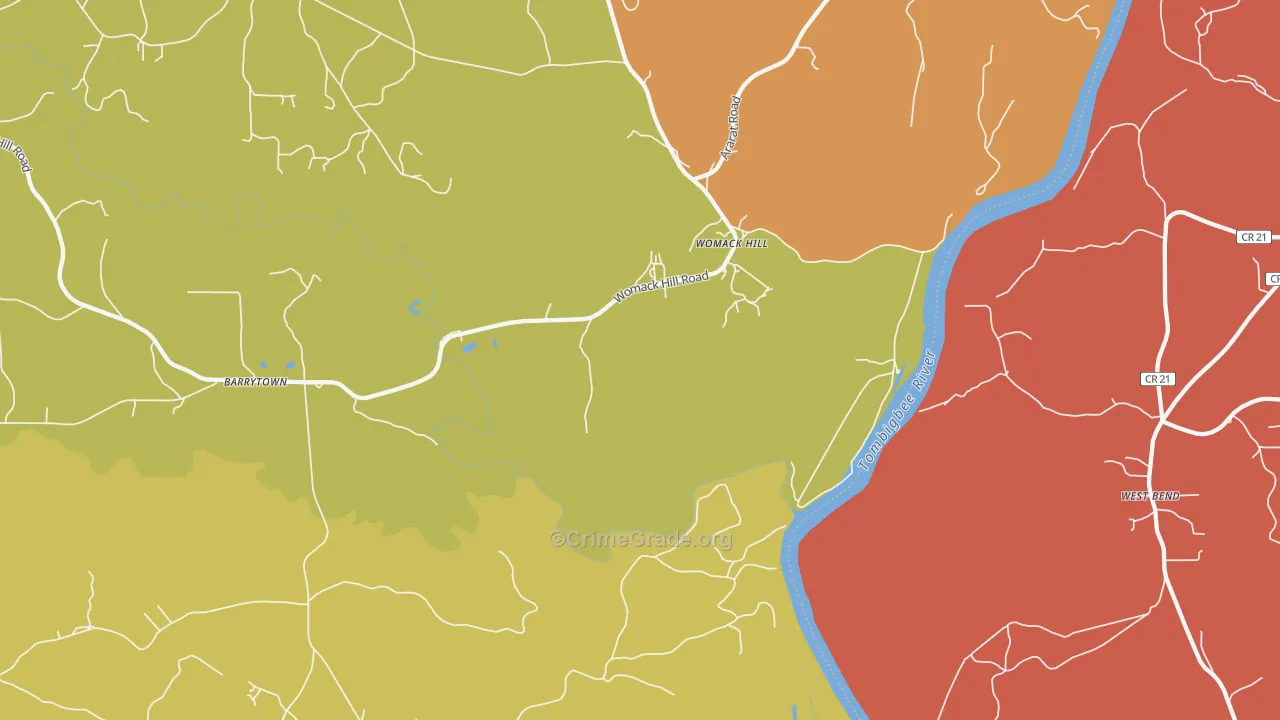 Womack Hill, AL Map of Assault Rates
