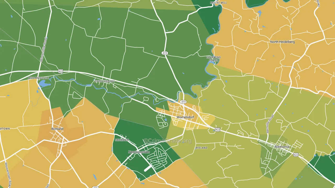 Womelsdorf, PA Map of Assault Rates