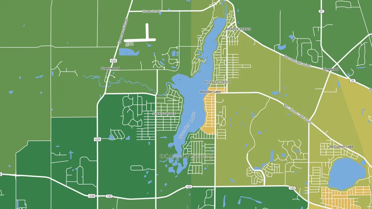 Wonder Lake, IL Map of Assault Rates