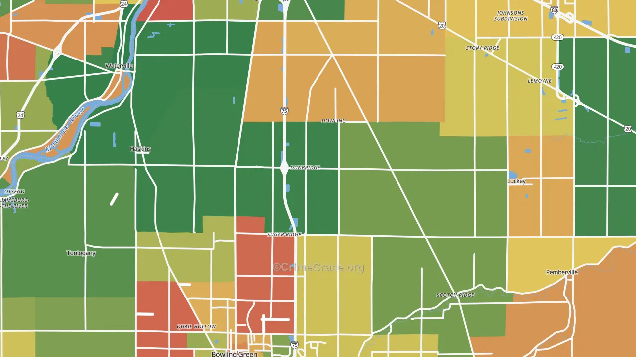 Wood County, OH Map of Assault Rates
