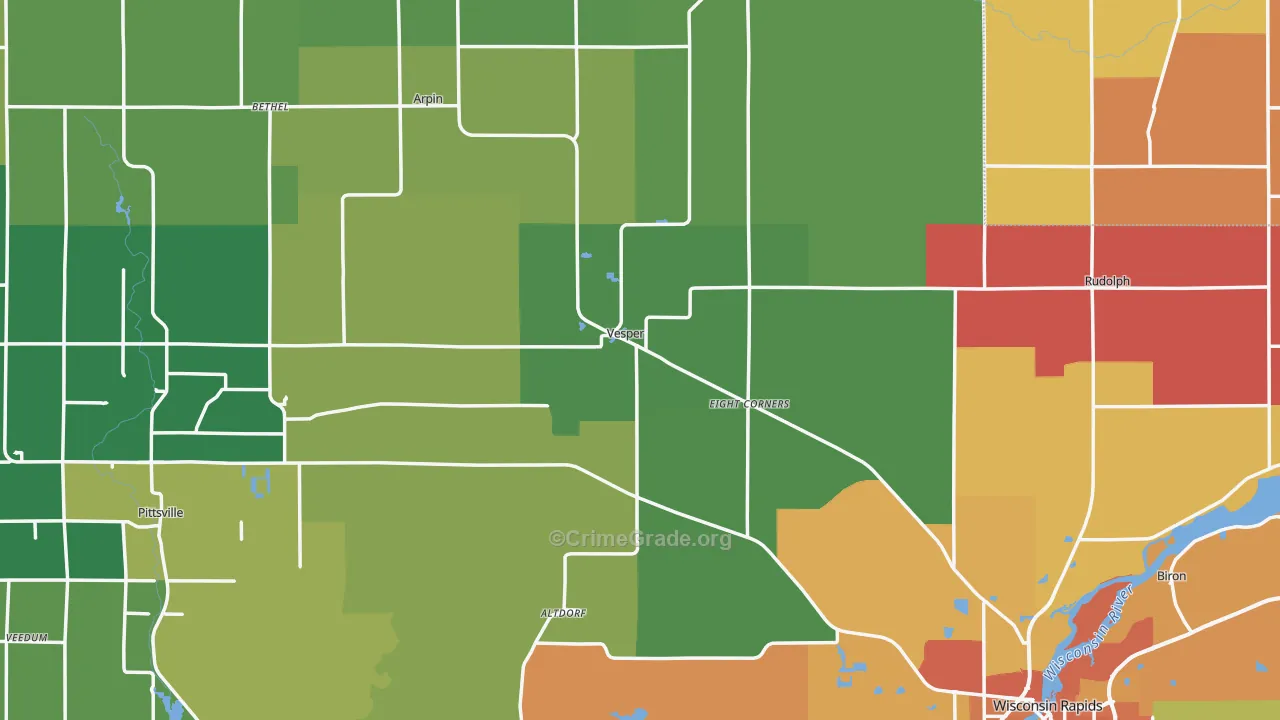 Wood County, WI Map of Assault Rates