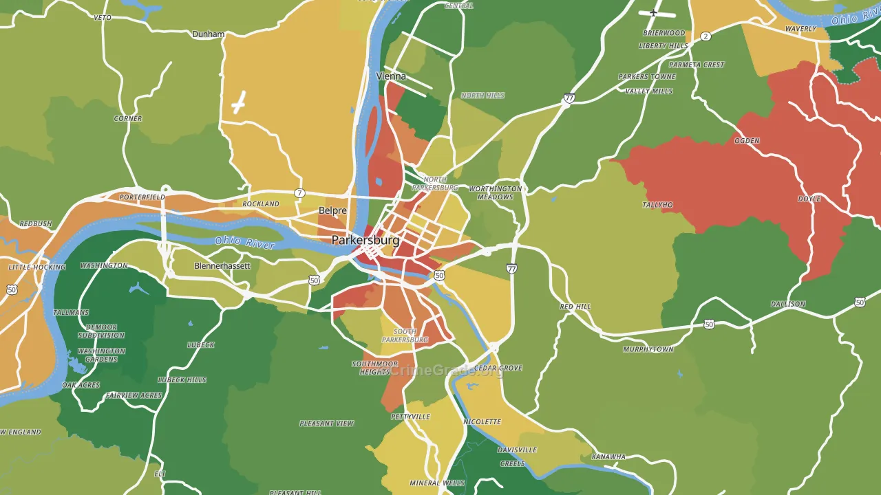 Wood County, WV Map of Assault Rates