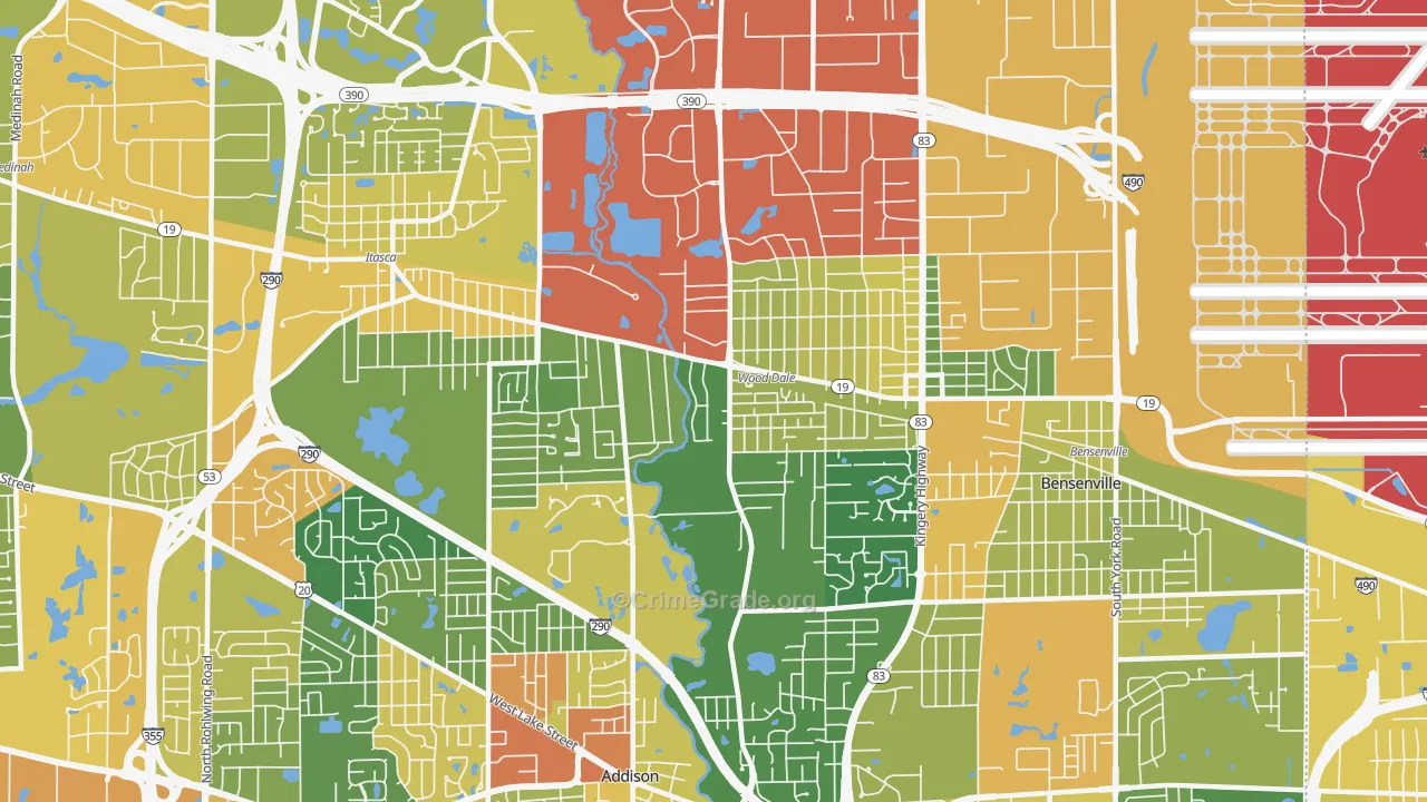 Wood Dale, IL Map of Assault Rates