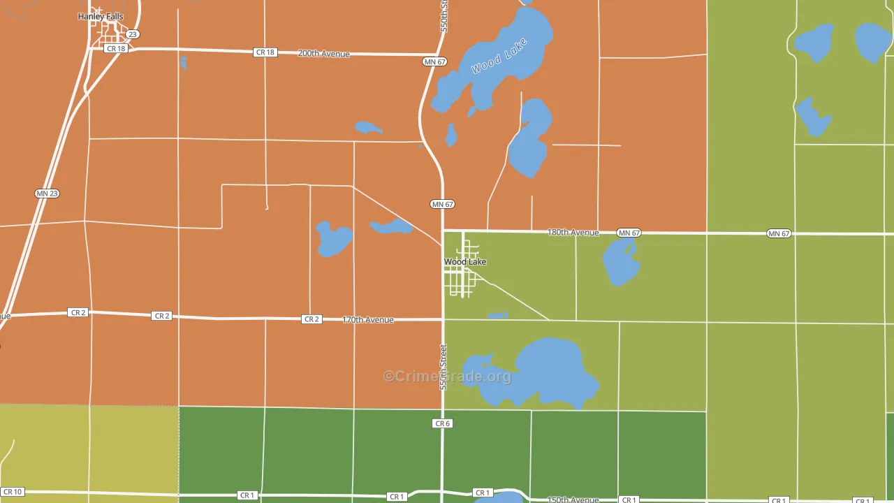 Wood Lake, MN Map of Assault Rates