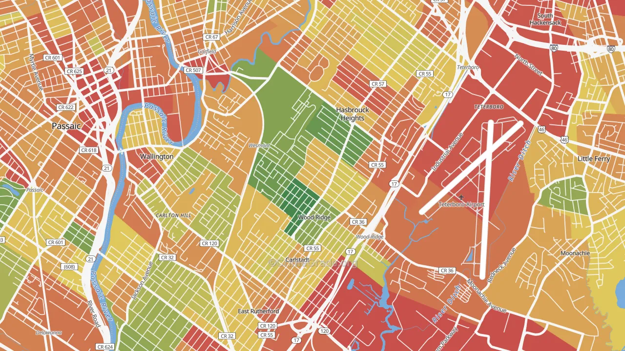 Wood-Ridge, NJ Map of Assault Rates