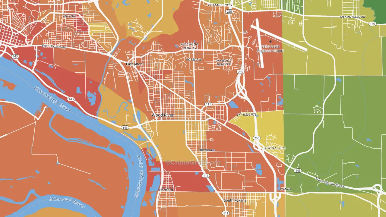 Wood River, IL Map of Assault Rates