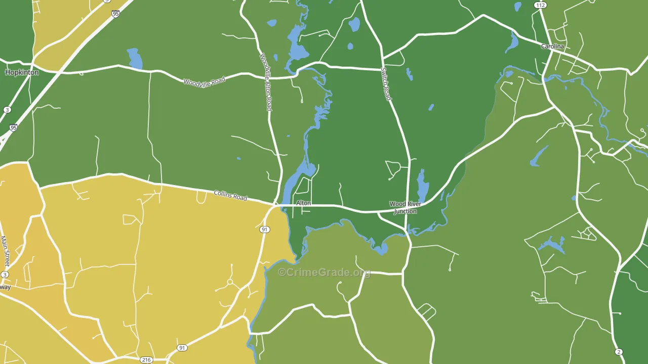 Wood River Junction, RI Map of Assault Rates