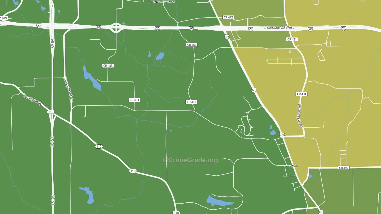 Wood Springs, TX Map of Assault Rates