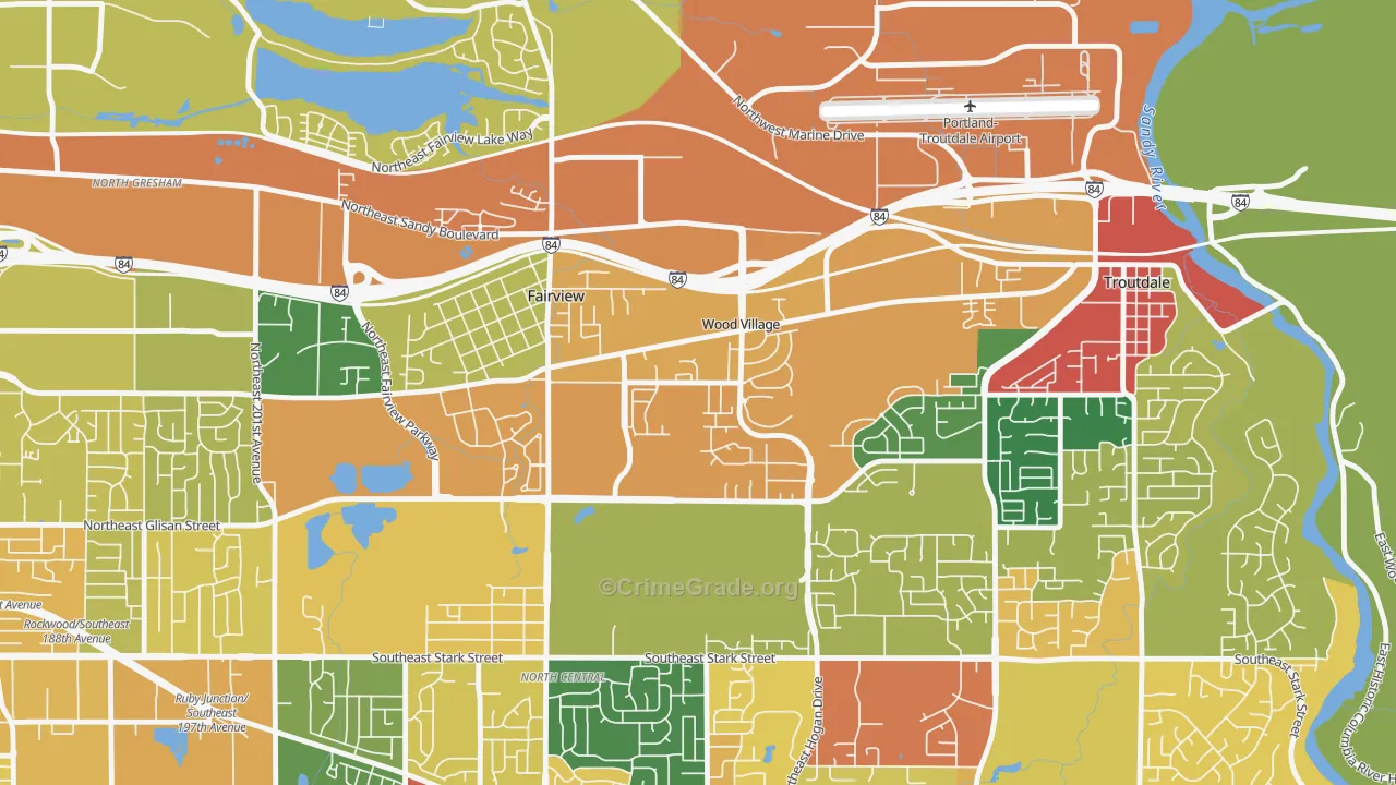 Wood Village, OR Map of Assault Rates