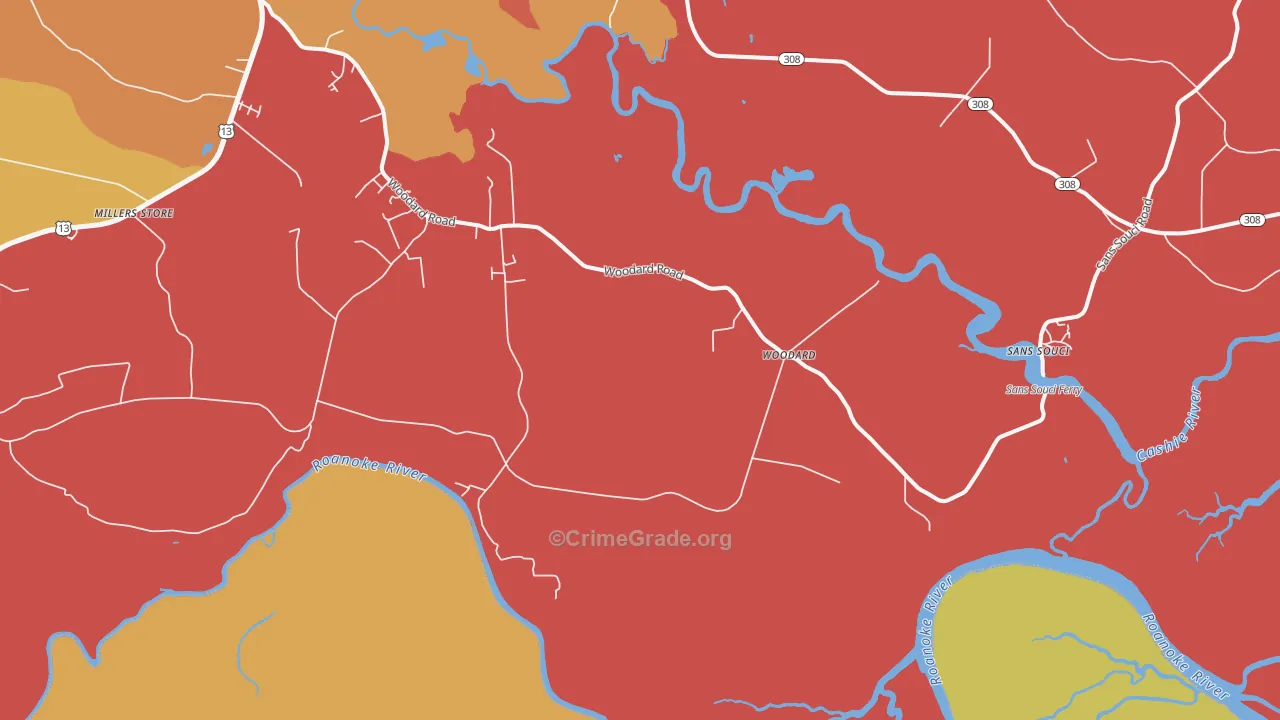 Woodard, NC Map of Assault Rates