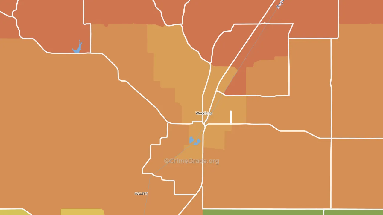 Woodbine, IA Map of Assault Rates