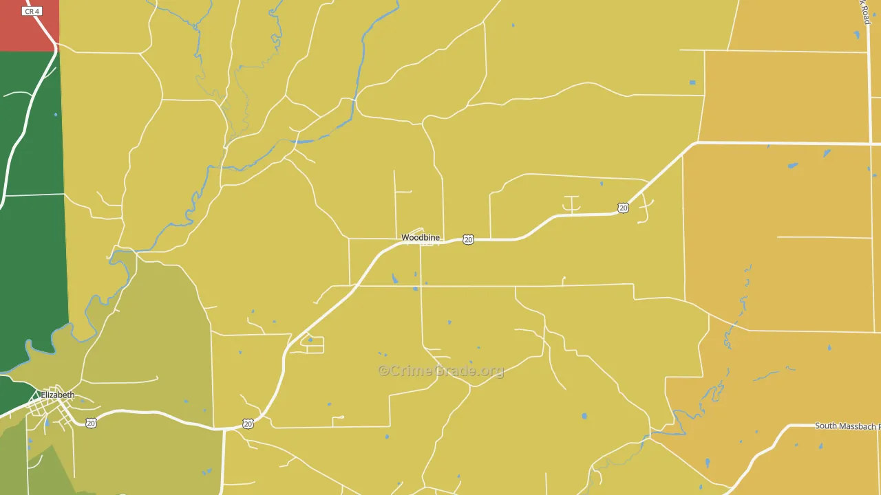 Woodbine, IL Map of Assault Rates