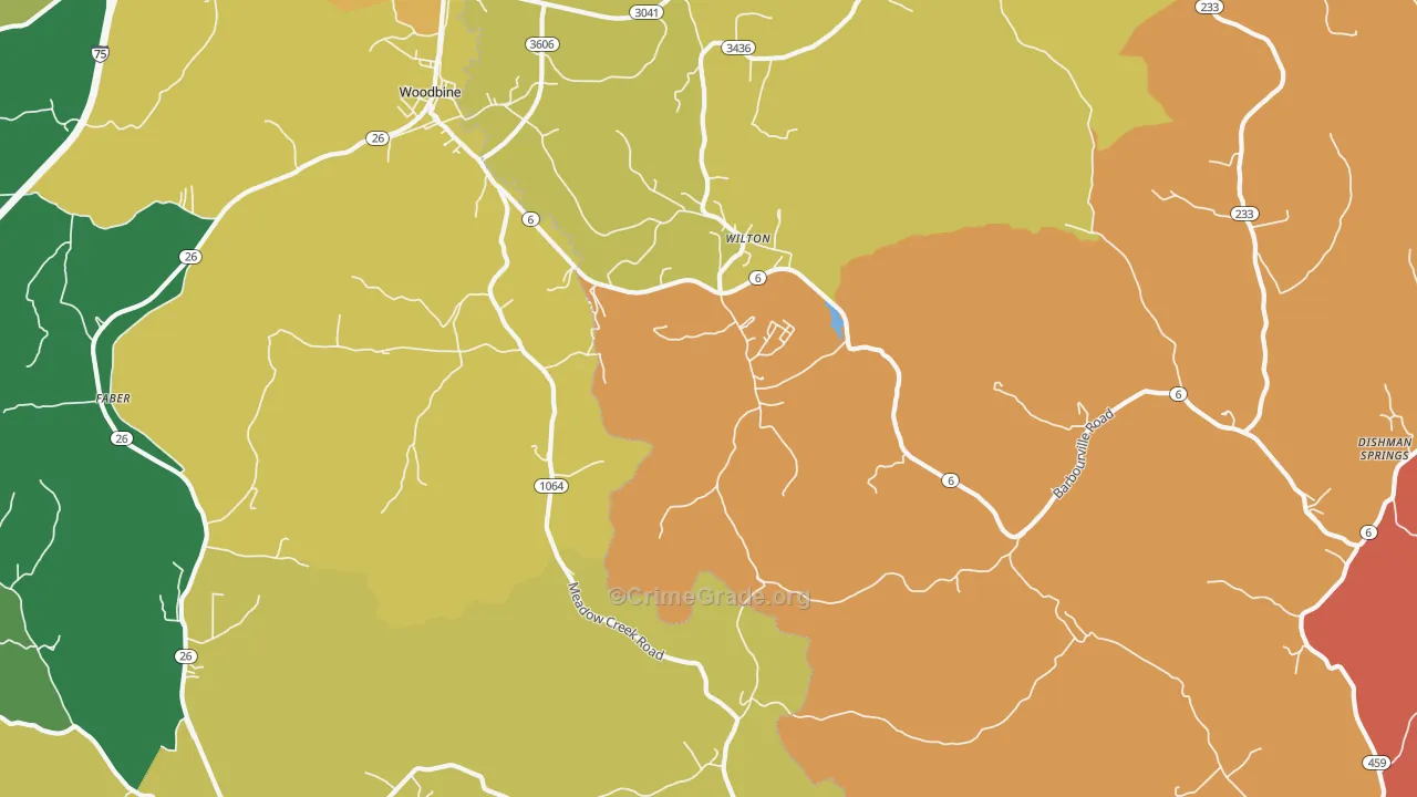 Woodbine, KY Map of Assault Rates