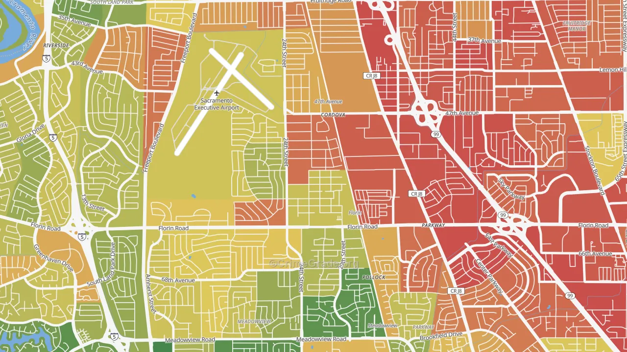 Woodbine, Sacramento, CA Map of Assault Rates