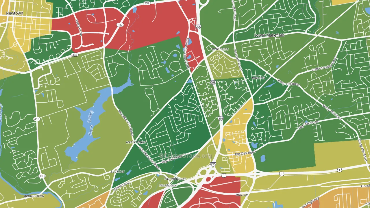 Woodbourne, PA Map of Assault Rates