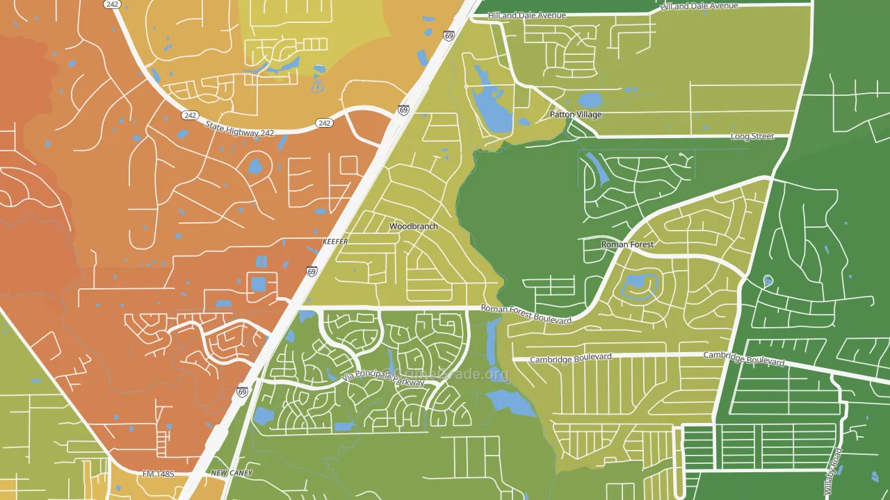 Woodbranch, TX Map of Assault Rates