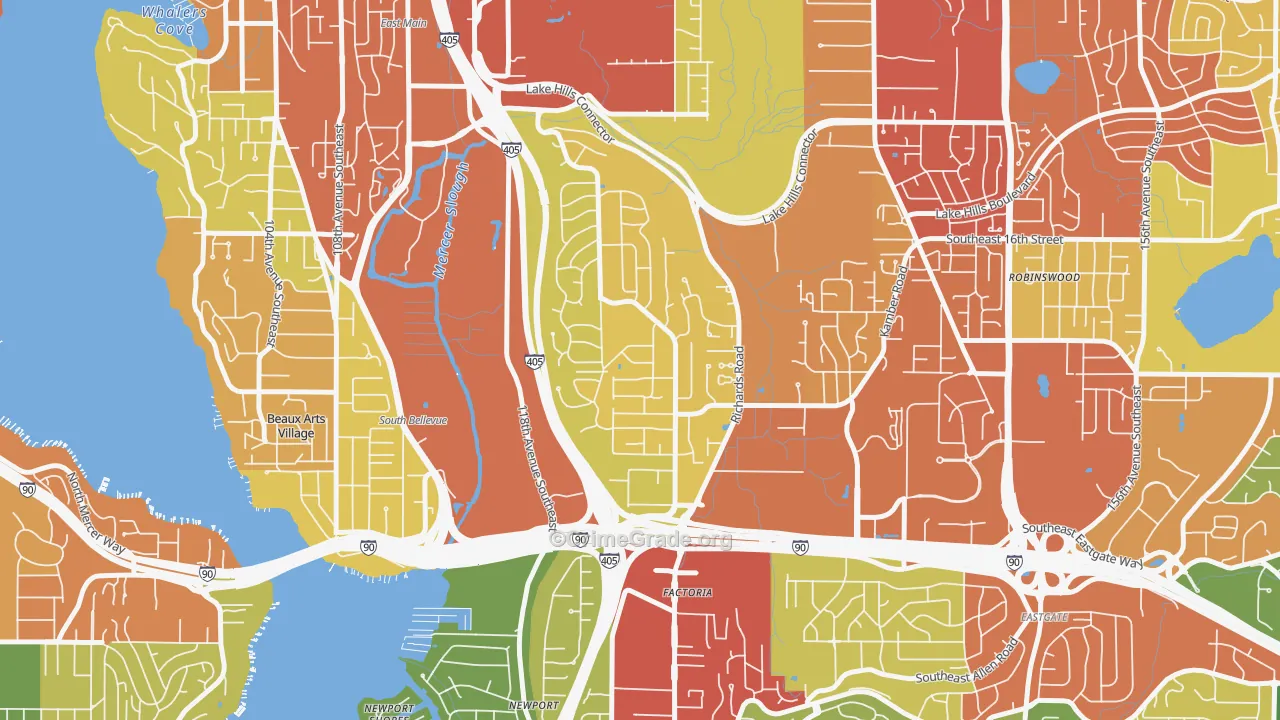 Woodbridge, Bellevue, WA Map of Assault Rates
