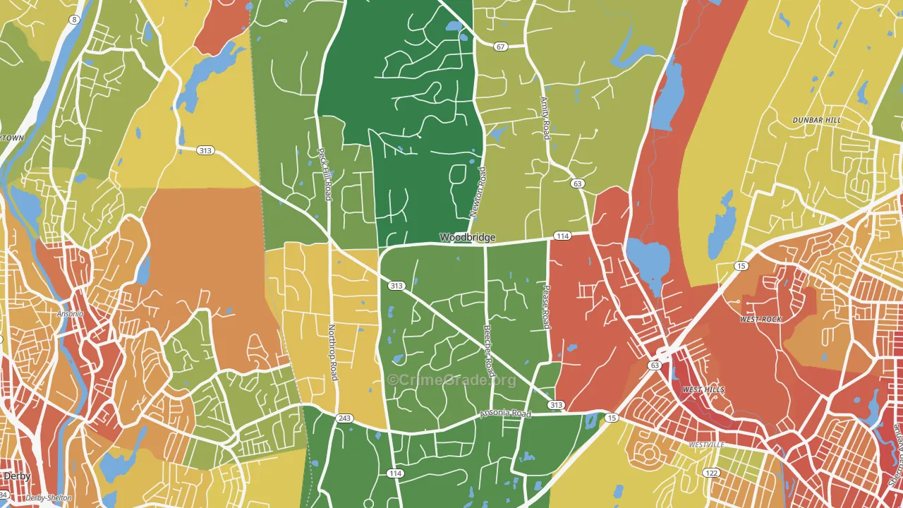 Woodbridge, CT Map of Assault Rates