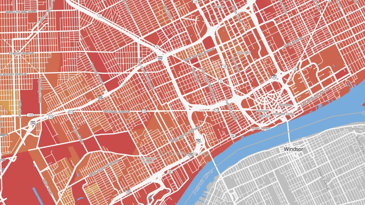 Woodbridge, Detroit, MI Map of Assault Rates