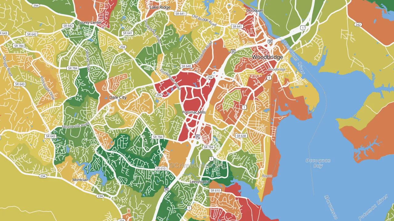 Woodbridge, VA Map of Assault Rates