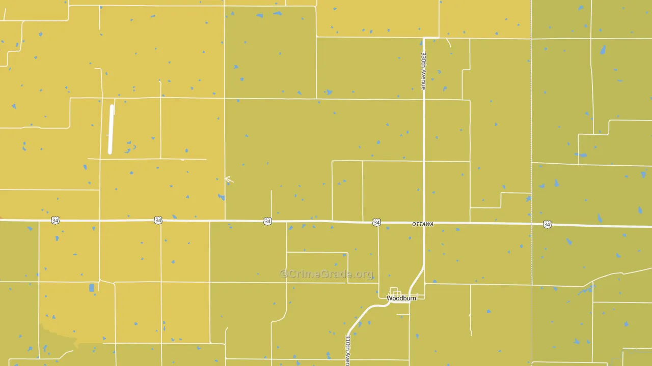 Woodburn, IA Map of Assault Rates