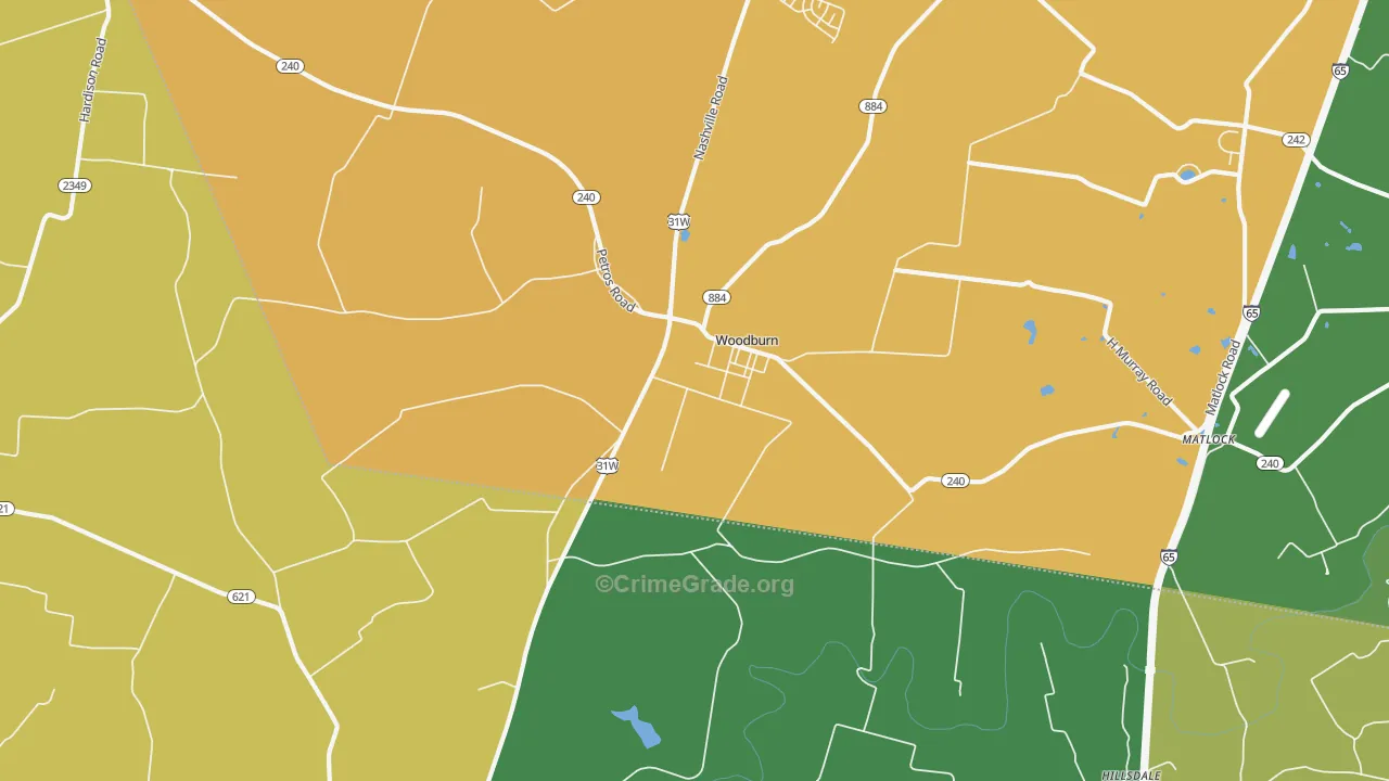 Woodburn, KY Map of Assault Rates