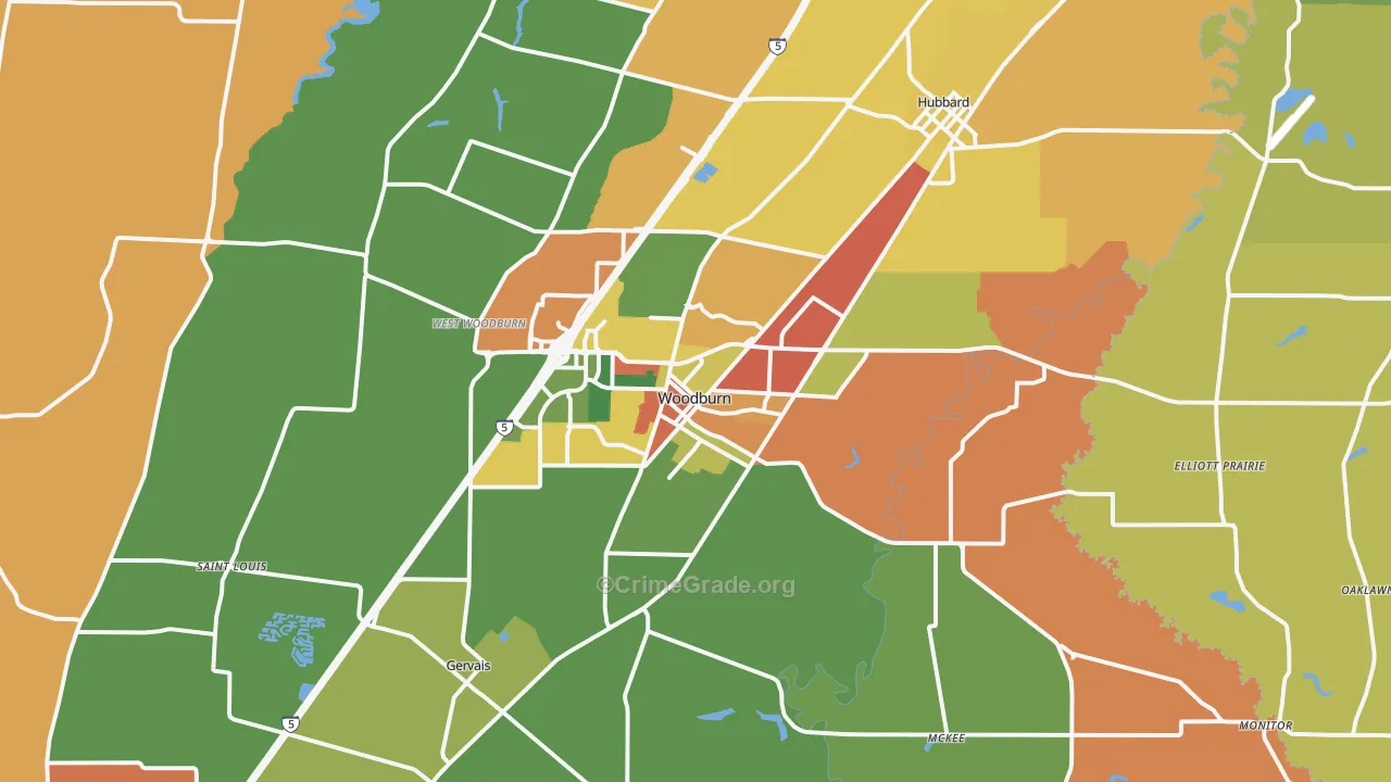 Woodburn, OR Map of Assault Rates