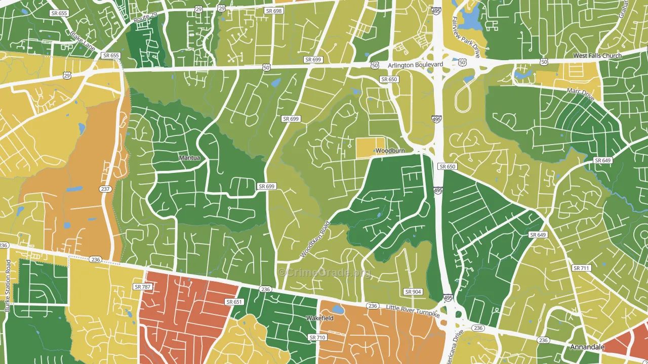 Woodburn, VA Map of Assault Rates