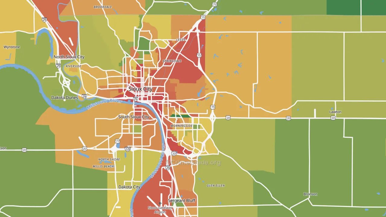 Woodbury County, IA Map of Assault Rates