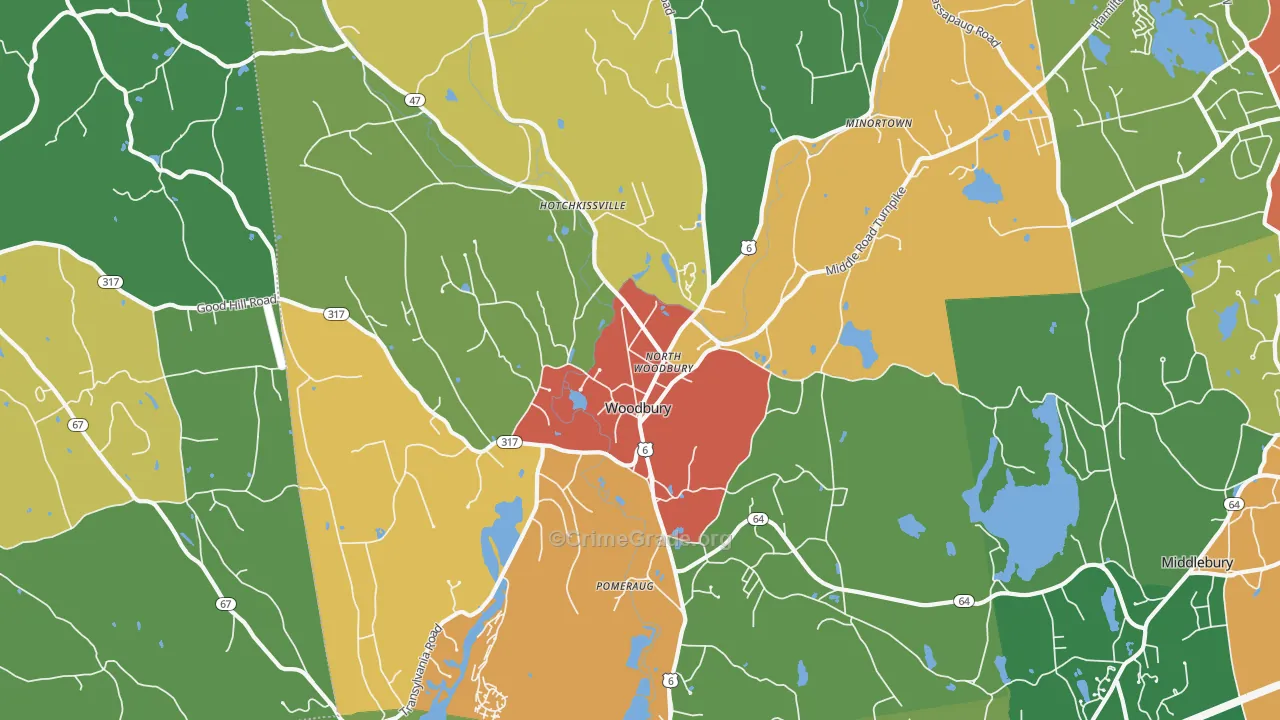 Woodbury, CT Map of Assault Rates