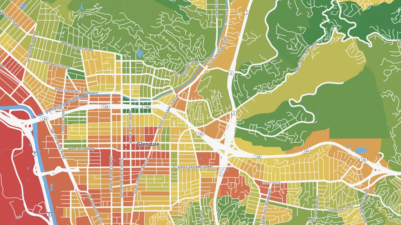 Woodbury-Glendale, Glendale, CA Map of Assault Rates