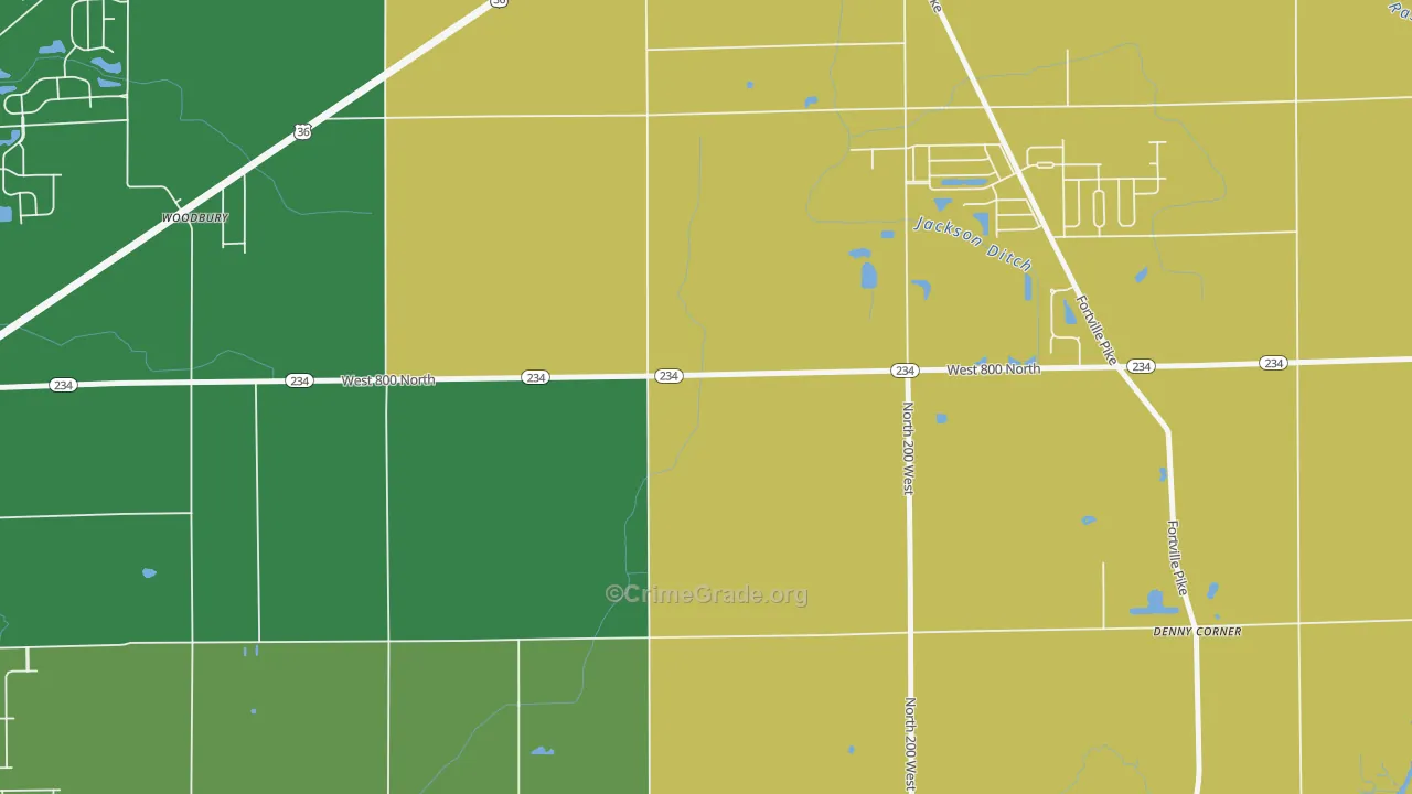 Woodbury, IN Map of Assault Rates